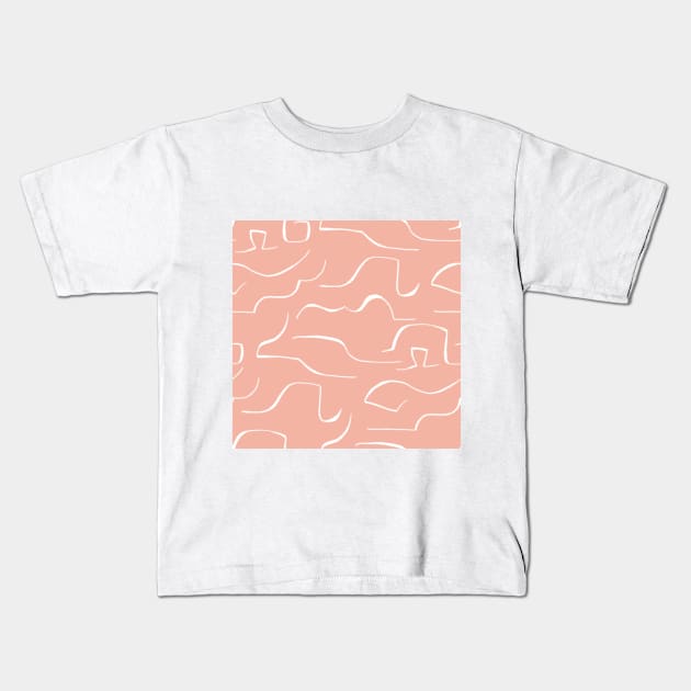 Light pink color wavey pattern Kids T-Shirt by Shineyarts